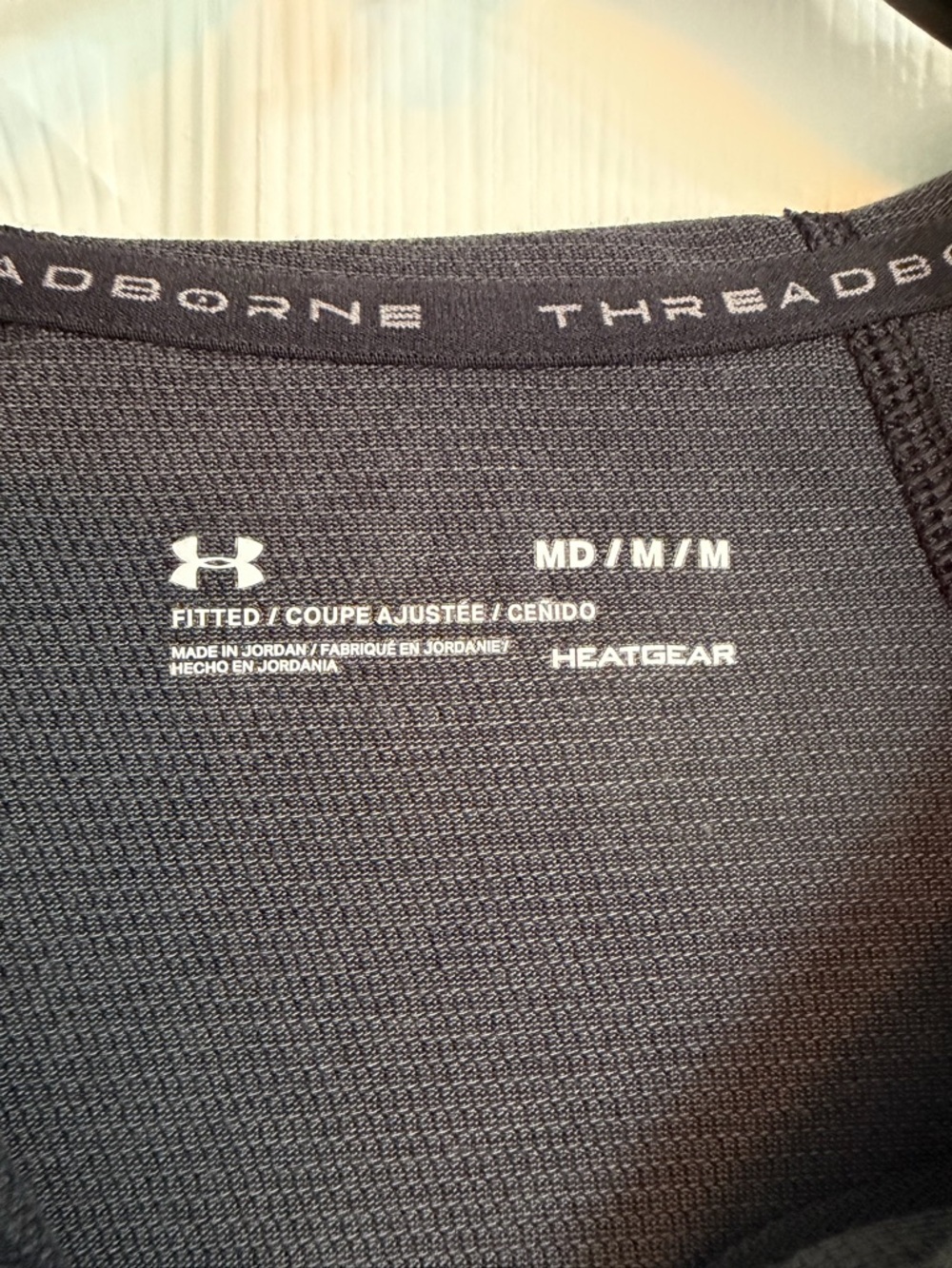 Under Armour Black HeatGear Fitted Top with White Logo